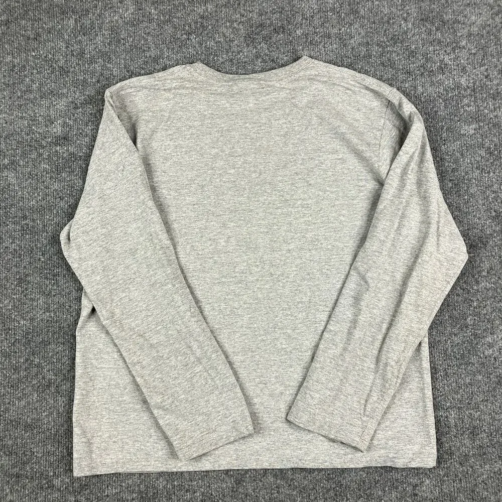 Nike Long Sleeve‎ Shirt Womens L Gray Just Do It Blue Graphic Athletic Tee